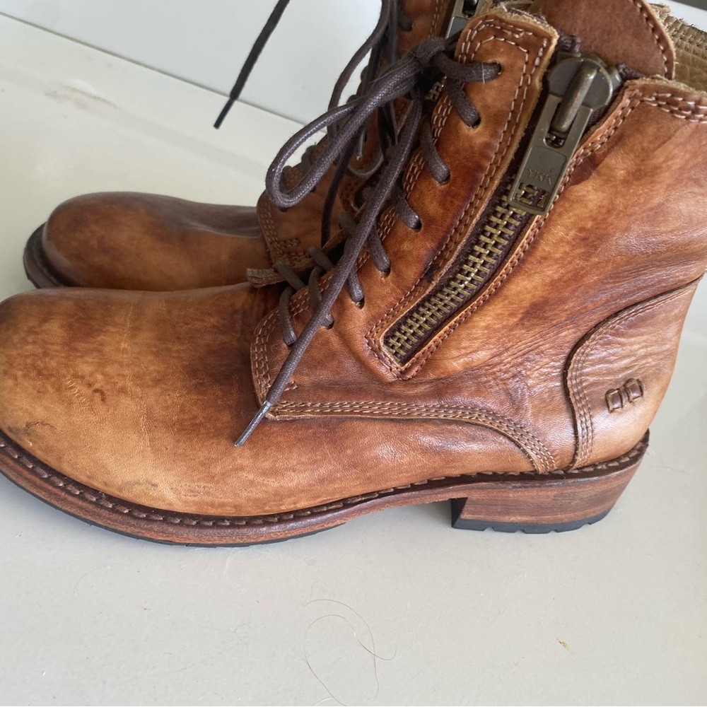 BED|STU Tan Leather Womens Boots with Zipper